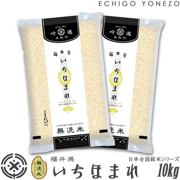 【新潟米 令和5年産】無洗米 福井県産 いちほまれ 10kg 5kg 2 ピロータイプ平袋入 日本全国銘米シリーズ hyakumangoku ishikawa