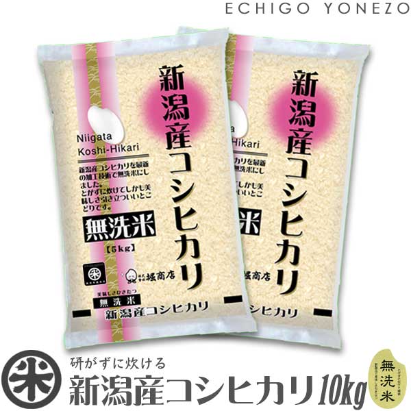 【新潟米 令和5年産】新潟産コシヒカリ 無洗米 白米 10kg (5kg×2袋）NTWP製法 越後蒲原 こしひかり 米 おもたせ 贈答 内祝 御祝 御中元 御歳暮 gift kome musenmai niigata koshihikari