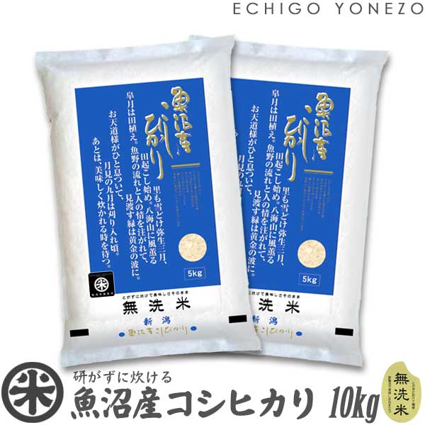 魚沼産コシヒカリ 【新潟米 令和5年産】魚沼産コシヒカリ 無洗米 白米 10kg (5kg×2袋) NTWP製法 越後魚沼 こしひかり 米 おもたせ 贈答 内祝 御祝 御中元 御歳暮 gift kome musenmai uonuma koshihikari