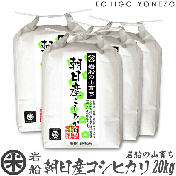 越後米蔵商店 お米 【新潟米 令和5年産】岩船 朝日産コシヒカリ 岩船の山育ち 白米 20kg (5kg×4袋) 特選限定米 こしひかり ギフト 米 おもたせ 贈答 内祝 御祝 御中元 御歳暮 gift kome niigata iwafune koshihikari