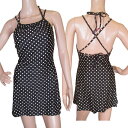 リゾート 水着 体型カバー レディース 女性 シンプル スタイルアップ 細く見える スッキリAラインワンピース水着 M L 海 プールスポーツ セパレート ワンピース水着 スカート 背中クロス 身長低い 身長高い 合わせやすい バッククロス 日本製