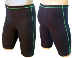 UV＆速乾素材　メンズスイムパンツ【ブラック×グリーン】2Lサイズ