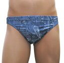 〔2Lサイズ〕メンズ水着*〔ペイズリー〕紳士 デニム柄 ブルー お洒落なビキニ 三角 海 プール 映える ブリーフ型 カッコいい柄 競泳水着 紳士水着 男性用 大きいサイズ 柄物 彼氏にプレゼント 海パン 競パン 競泳パンツ ビキニタイプ ブーメランパンツ 男物 日本製