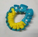 小さめ シュシュ 水玉&イエロー 生地幅約2.5 直径約8cm オリジナル シュッシュ ヘアーアクセサリー 髪留め 髪飾り