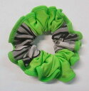オリジナルシュッシュ お洒落な 黄緑 直径約8cm 布幅約3.5cm