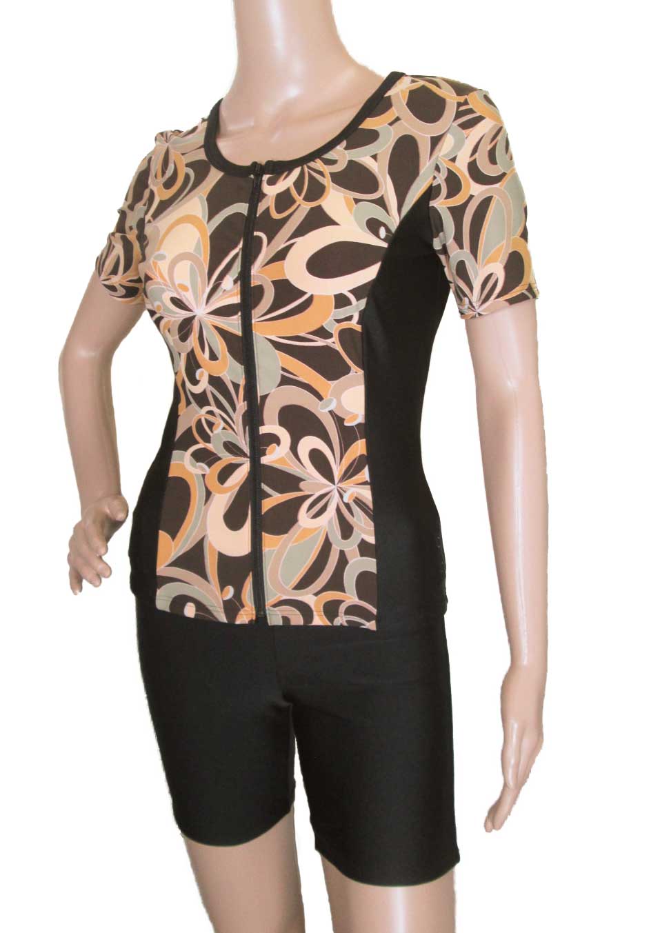 〔3Lサイズ〕半袖T&Bセパレート水着 花 レディス 女性用 婦人水着 フィットネス水着 リゾート スイミング 水中ウォーキング ノーマル 柄物 プリント 母の...