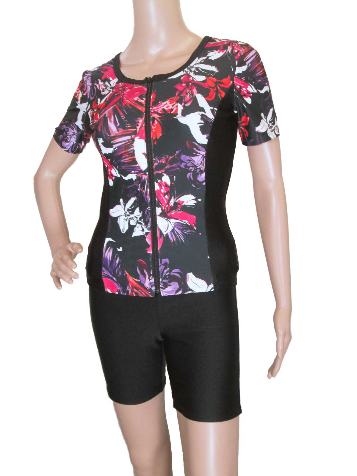 〔3Lサイズ〕半袖T&Bセパレート水着 花 レディス 女性用 婦人水着 フィットネス水着 リゾート スイミング 水中ウォーキング ノーマル 柄物 プリント 母の...