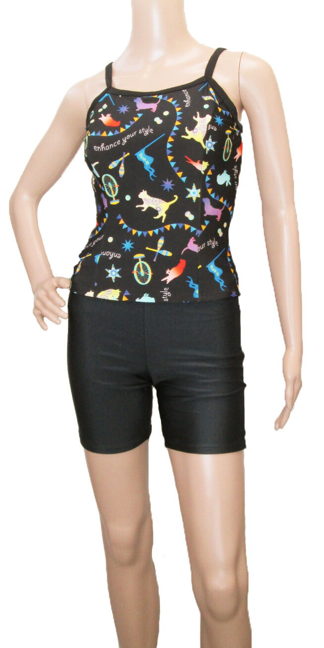 【水着】肩ひもタイプT＆B＊可アニマルアリーナ柄 [水着 レディース水着フィットネス水着 スポーツ水着 ワンピース水着 水中ウォーキング水着 スイミング スイムスーツ ヨガ ダンス日本製]12500