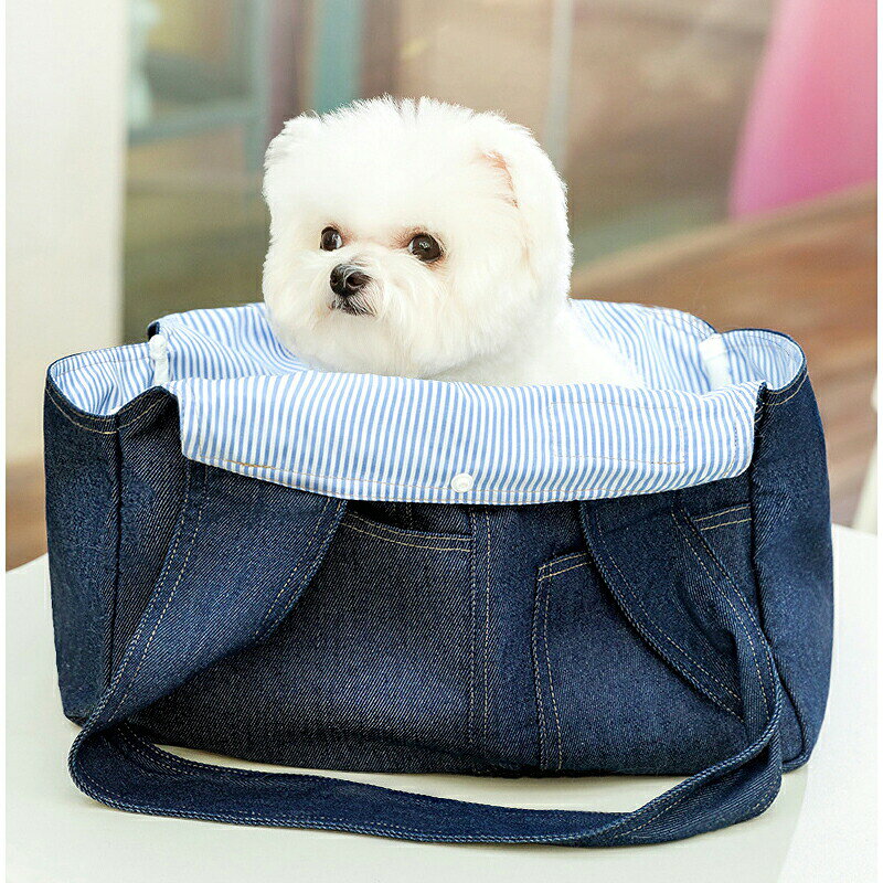 DAGASHIYAの◆送料無料◆犬 キャリーバッグ デニムバッグ 犬 ペット用 小型犬 猫 プードル ダックス チワワ ヨーキーサイズ mサイズ 飛び出し防止 ドッグスリング ペット用品 軽量 軽い 通気性 ショルダーバッグ 散歩｜アングル2