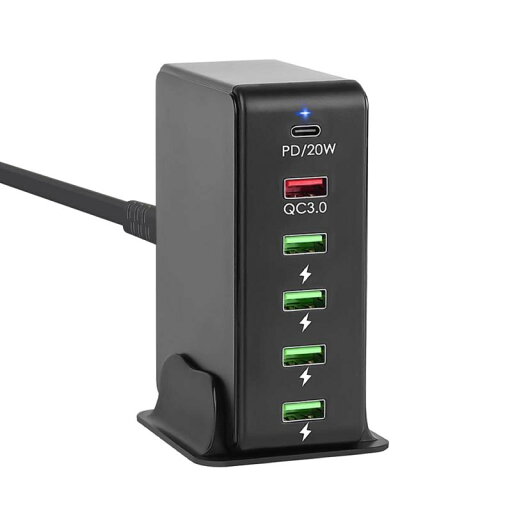 USB 充電器 合計65W PD 急速充電器 6ポート【PD20W&QC3.0/6台同時充電/1.2Mケーブル&スタンド付】USB-C*1&USB-A*5 携帯電話 充電器 acアダプター ハブ 電源タップ 軽量 小型 スマホ充電器 USB 充電器 合計65W PD 急速充電器 6ポート【PD20W&QC3.0/6台同時充電/1.2Mケーブル&スタンド付】USB-C*1&USB-A*5 携帯電話 充電器 acアダプター ハブ 電源タップ 軽量 小型 スマホ充電器