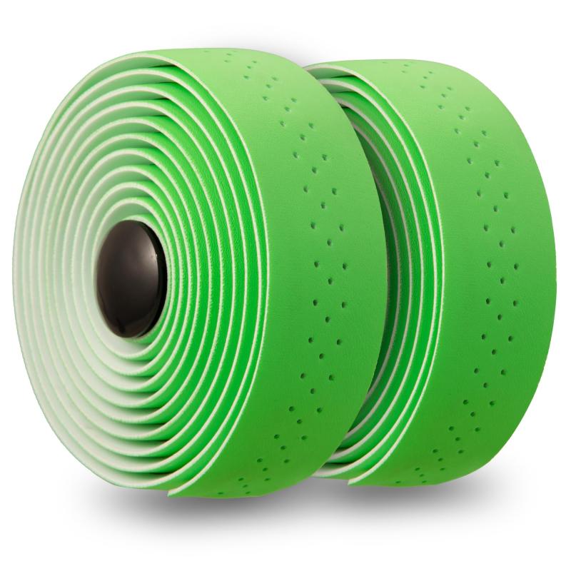 ロードバイク用 レザー調PU+EVA バーテープ 穴あき エンドキャップ付き 左右セット