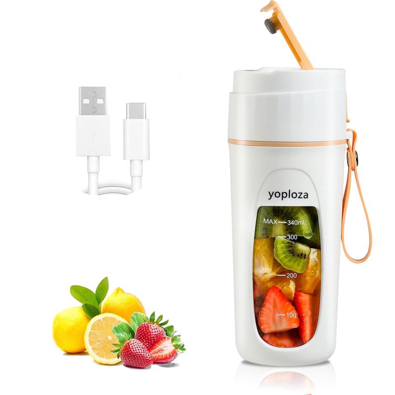 ジューサー ミキサー 小型 スムージー ミキサー 氷も砕ける 340mL コードレスミキサー 一人用 野菜 果物 お手入れ簡単 持ち運び 漏れない 一台多役 アウトドア キャンプ Type-C充電ポー 日本語