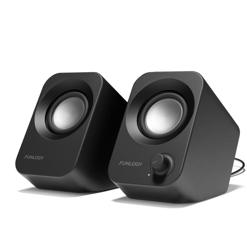 FUNLOGY Speaker（スピーカー/PCスピーカー）【総合14W / ステレオスピーカー/パソコン/USB給電/重低音/AUX / 3.5mmピン入力 / 日本ブランド 】