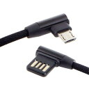 Cablecc Micro USB 5ピン/USB-C 3.1 Type-C - 左向きL字型 USB 2.0 データケーブル タブレット&携帯電話用 15cm スリーブ付き Micro USB 5Pin(2)