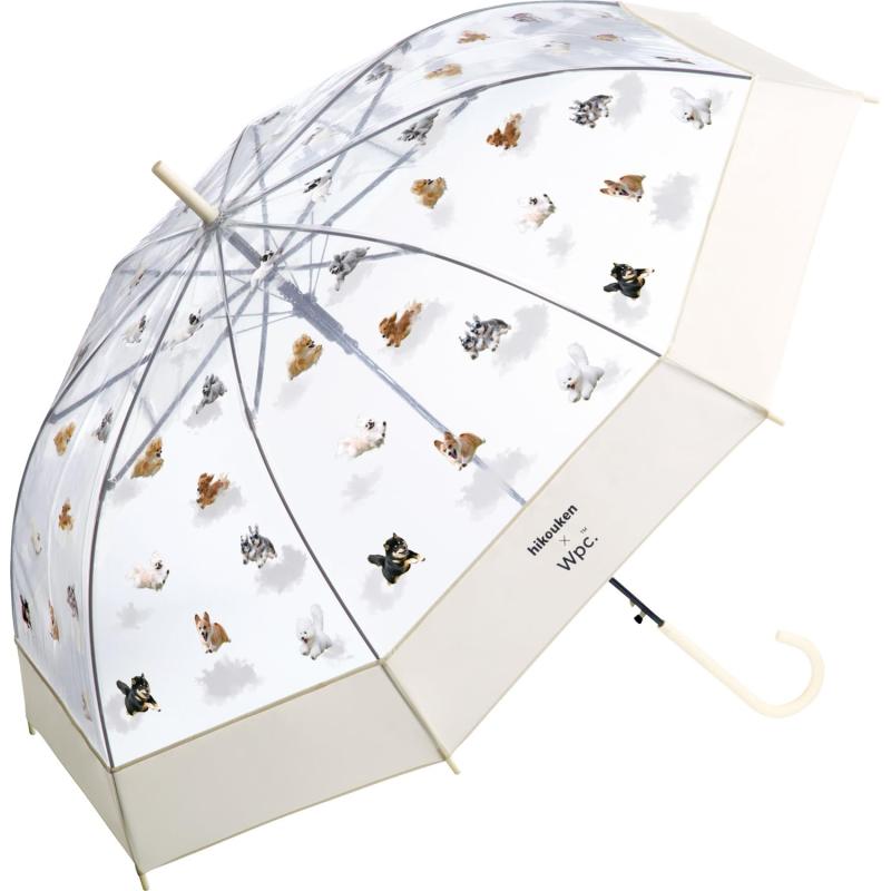 Wpc. ［ビニール傘］飛行犬×Wpc. 空飛ぶワンブレラ 長く使える 親骨61cm 大きい ジャンプ 390g レディース 犬 いぬ ワンちゃん 空 雲 コラボ プリント 映え インスタ SNS 写真 癒し 動物 可愛い お