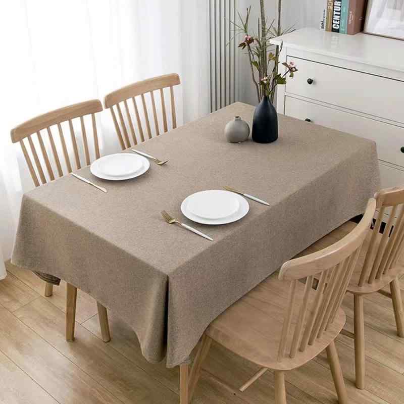 Joolxxo テーブルクロス 食卓マット 撥水 防水 防油 北欧 無地 おしゃれ シンプル リネン風 耐熱 丸洗い可 お手入れ簡単 長方形 家庭用のサムネイル