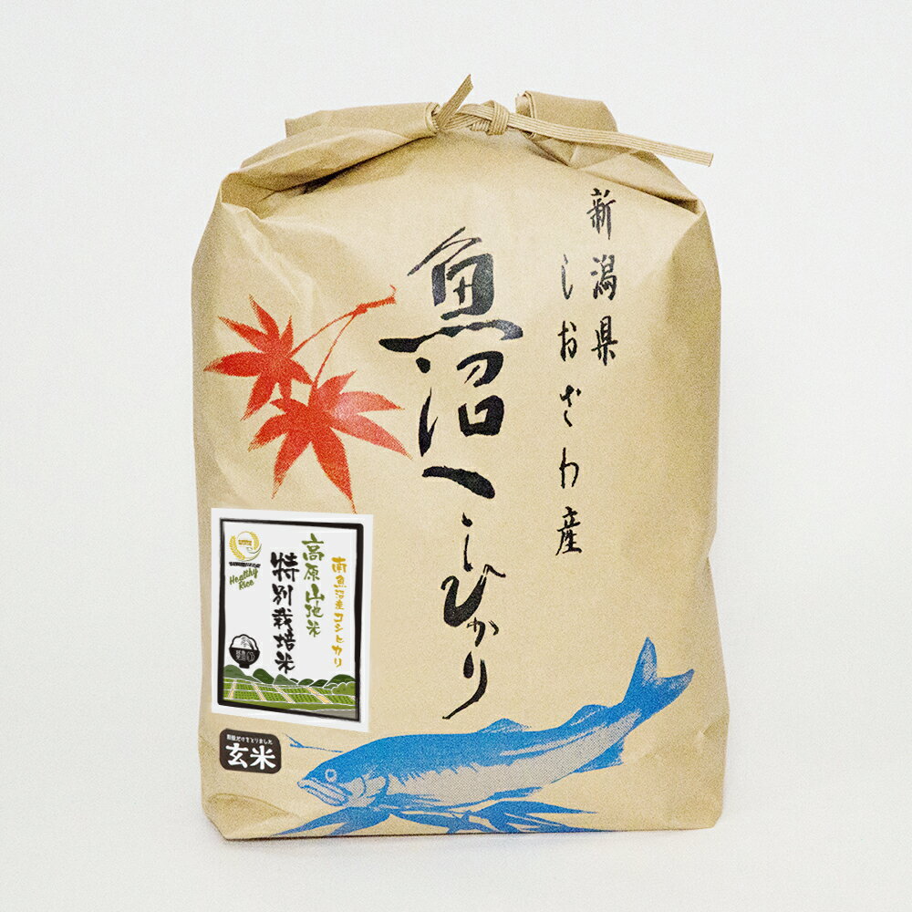 【特別栽培米／高原山地米】南魚沼産コシヒカリ　玄米10kg（クラフト袋）令和5年産　減農薬栽培／特A地区の贅沢な栽培で手間の掛かる中山間地米／新潟県産南魚沼産コシヒカリ旧しおざわ西山地区のお米／送料無料