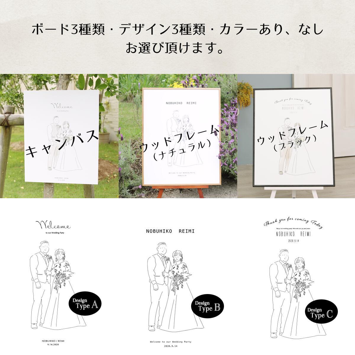 送料無料 ウェルカムボード ウェデイング スタンド 結婚式 ウェルカムスペース おしゃれ 名入れ イラスト 木製フレーム キャンバス オーダー 結婚準備 文字入れ オーダーメイド 大判 ウェルカムアイテム 結婚式 3