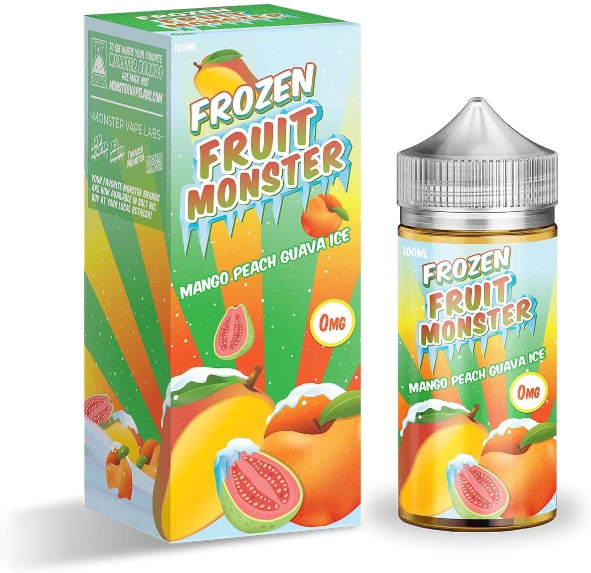 Frozen fruit monster［フルーツモンスター］100ml 大容量 メンソール フルーツ Vape Lquid ベイプリキッド - マンゴー ピーチグアバアイス - ニコチンなし