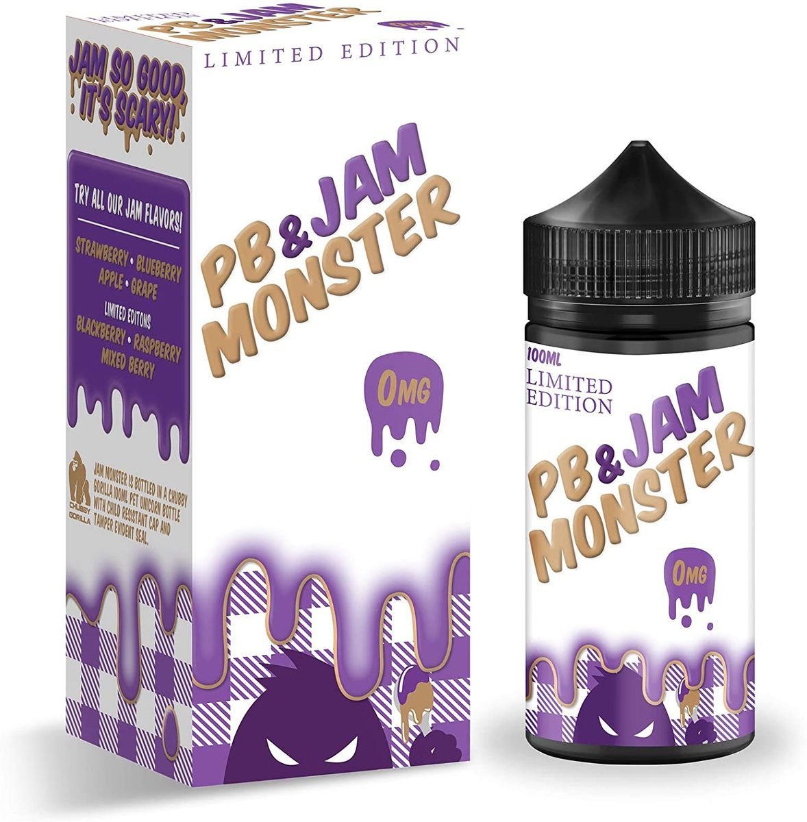 Jam monster［ジャムモンスター］100ml 甘さしっかり US Vape Liquid ベイプリキッド - PB & Jam Grape グレープ - ニコチンなし