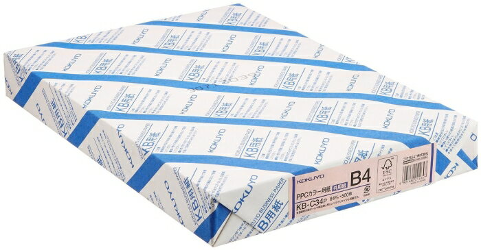 B4 Size Paper - KOKUYO コクヨ PPCカラー用紙(共用紙)FSC認証B4 500枚 ピンク (KB-C34P)