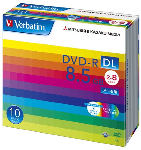 MITSUBISHI 三菱電機 Verbatim製 データ用DVD-R DL 片面2層 8.5GB 2-8倍速 ワイド印刷エリア 5mmケース入り 10枚 DHR85HP10V1 