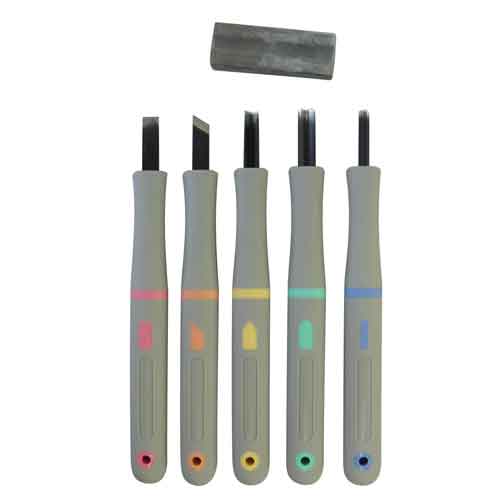 義春刃物 まるいち ラバーグリップ彫刻刀セット MRG-5
