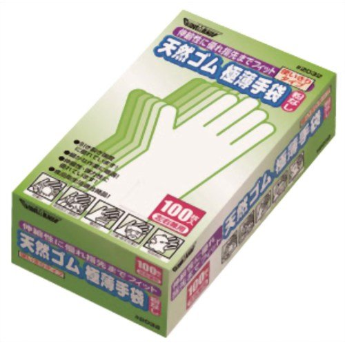 川西工業 GloveMania 天然ゴム使いきり極薄手粉無 100枚入 #2032 ナチュラル S