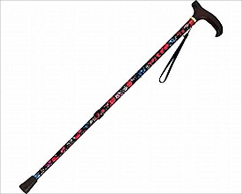 島製作所 伸縮ステッキ(花柄) / 46-F2 FBK ブラック