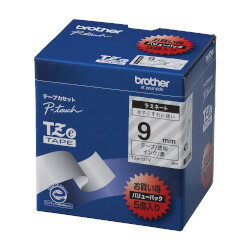 BROTHER ブラザー ブラザー工業 TZeテープ ラミネートテープ(透明地/黒字) 9mm 5本パック TZe-121V
