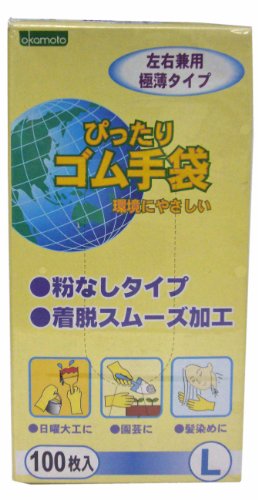 オカモト ぴったりゴム手袋L100枚 69975