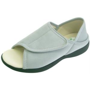 神戸生絲 あし笑顔 かかとが踏めるルームシューズKT-2 オープントゥタイプ グレー 3L