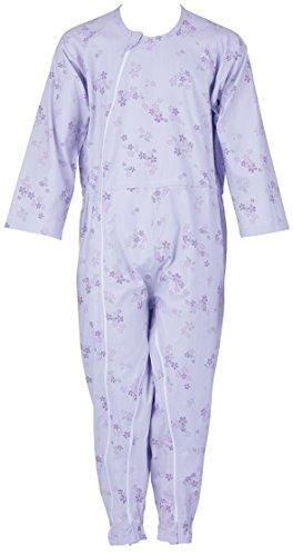 フットマーク 介護つなぎ服（前開き）　L 403420　パープル/さくら柄