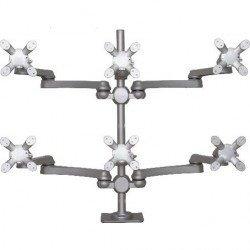 ウィンテクノ 水平多関節クランプ固定6画面アーム(銀) LA-518-1Q(LA-518-1Q)