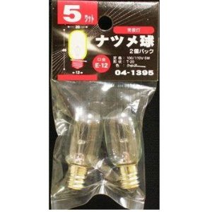 OHM オーム電機 [ライト・照明＞グロー・ナツメ球] ナツメ球E12 5Wクリア 2個パック