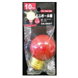 OHM オーム電機 ミニボール球G50 E26 10Wレッド