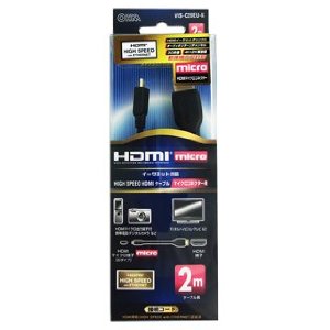 OHM オーム電機 HDMI1.4マイクロケーブル 2m VIS-C20EU-K