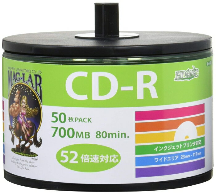 MAG-LAB データ用CD-R 52倍速 50枚 スピンドル 詰め替え用 エコPスタッキング(HDCR80GP50SB2)