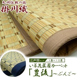 イケヒコ・コーポレーション(IKEHIKO) 掛川織 い草カーペット 『豊後』 ブルー 江戸間2畳（約174×174cm）