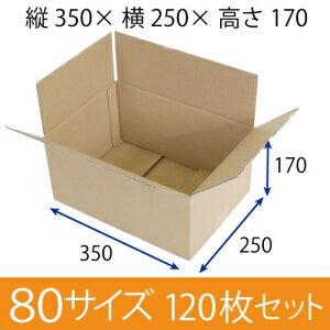 【在庫限即納】梱包資材 梱包用段ボール 80サイズ (350×250×170mm) 厚さ3mm【120枚セット】 クラフト色 無地 引越用ダンボール 収納 激安【入数:120】