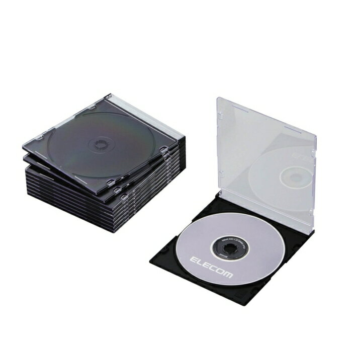 ELECOM エレコム CD/DVDスリムプラケース/1枚収納/10パック/ブラック(CCD-JSCS10BK)