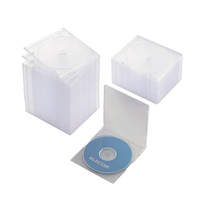 ELECOM エレコム CD DVDスリムプラケース 1枚収納 50パック クリア CCD-JSCS50CR 