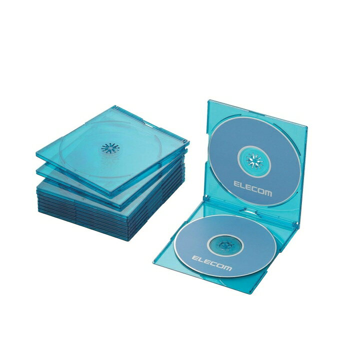 ELECOM エレコム CD/DVDスリムプラケース/2枚収納/10パック/クリアブルー(CCD-JSCSW10CBU) 1