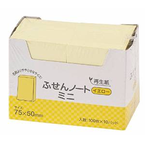 スガタ ふせん ノートミニ 75×50mm イエロー 100枚 10冊入(P7550YE)