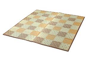 イケヒコ 純国産 防音 ボリューム い草ラグ 『STクレスタ』 ブラウン 約191×191cm（裏:ソフトテック15m..