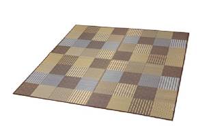 イケヒコ 純国産 袋織 い草ラグカーペット 『DX京刺子』 ブラウン 約191×191cm（裏:不織布）（楽天・ECJOY！楽天市場店）