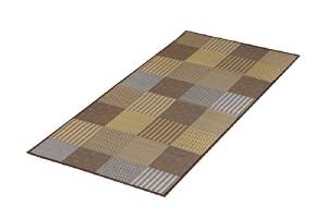 イケヒコ 純国産 い草花ござ 『DX京刺子』 ブラウン 江戸間1畳（約87×174cm）（裏:不織布）