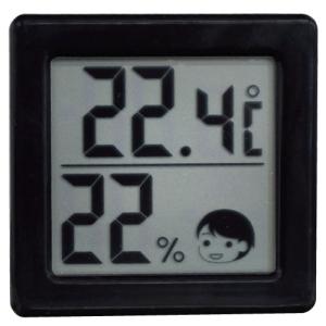 ドリテック(dretec) 【熱中症・インフルエンザの危険度の目安を表情でお知らせ】 小さいデジタル温湿度計 ブラック O-257BK