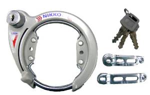 ニッコー(NIKKO) リングロック シリンダー式 NCー100 シルバー シリンダーキー 3本付 取付バンド3種付 A-137【沖縄・離島への配送不可】