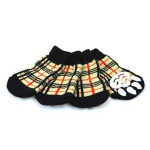 アライブ ペットソックス4足セット L チェックベージュ